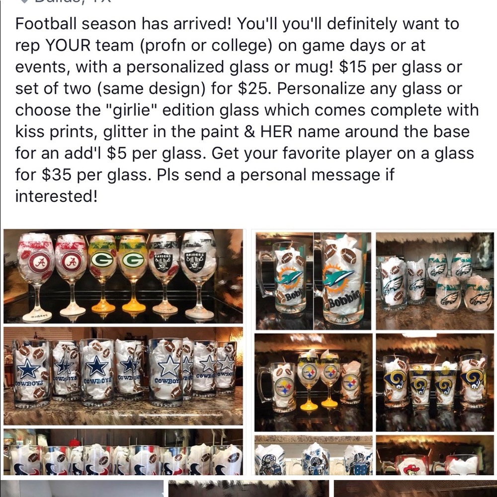 Hand painted Sports Team glasses